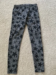 So Girls Black Leggings Gray Stars Size 12 GUC - Picture 1 of 3