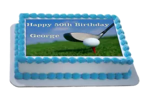 Foglio di glassa/cake topper personalizzato a tema golf/golfista A4 - Foto 1 di 1
