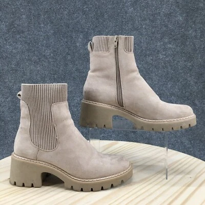 No Boundaries Boots Womens 9 Lug Sole Pull On Ankle Bootie Brown Fabric Heels - Imagem 1 de 4