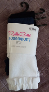 3 Pack RuffleButts Footless Ruffle Knee High Socks Girls Size 6-12 Months