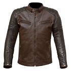 Men’s 100% Real Brown Chase Motorcycle Leather Jacket Vintage Biker Windproof