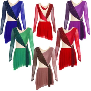 Womens Bodysuit Prom Uniforms Performance Dresses Leotard Dress Contemporary - Picture 1 of 47