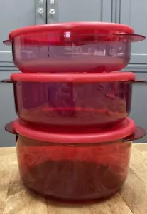 Tupperware Vent 'N Serve 3-pc. Small Round Set-Red-Purple-Peacock-Indigo-U-Pick - Picture 1 of 18