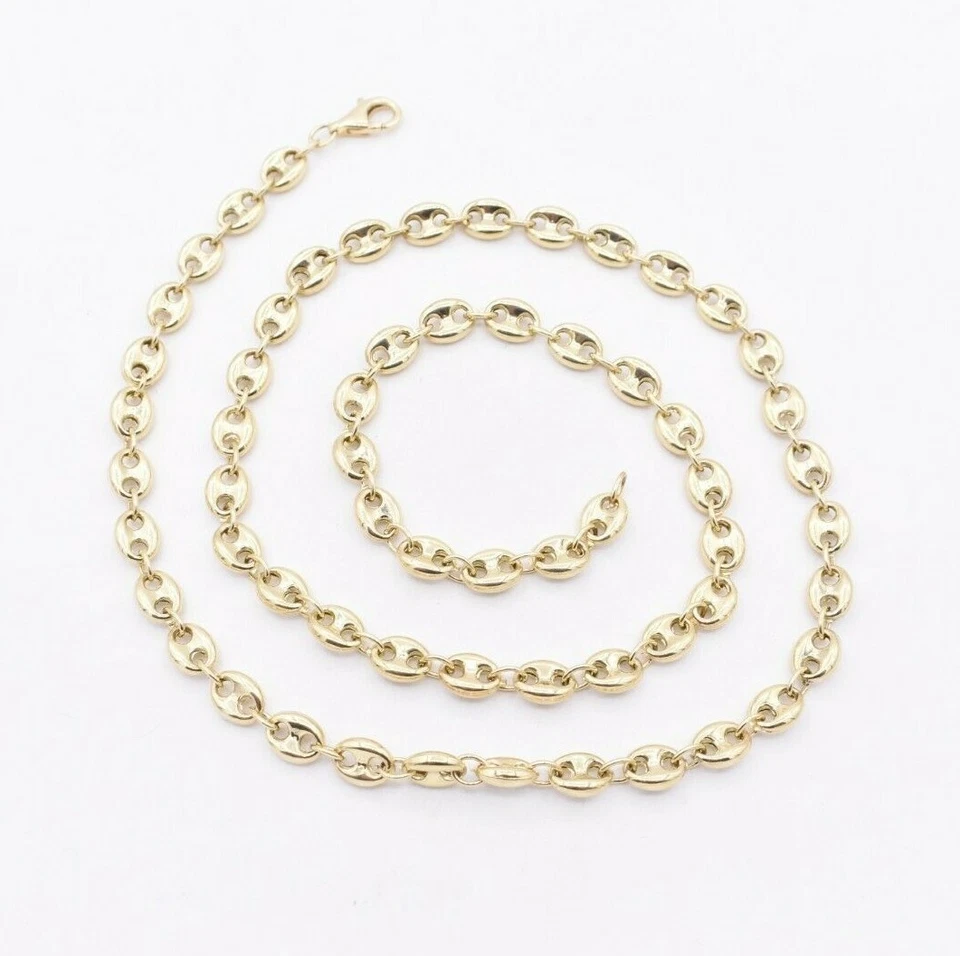 Collar de cadena de eslabones de anclaje Mariner inflados de 6 mm de oro amarillo real de 10 K Foto 1 de 4
