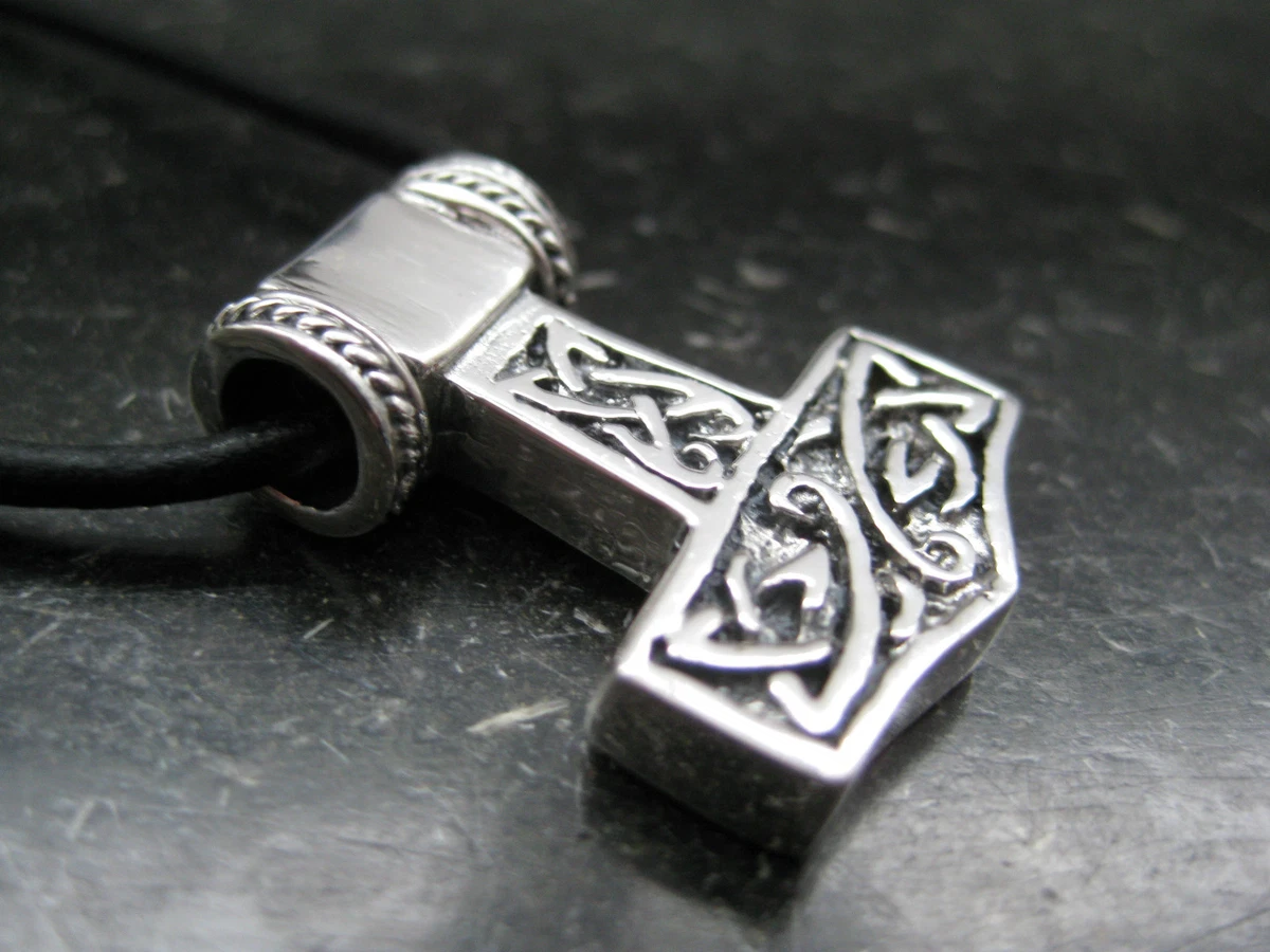 Thors Hammer Ohrhänger Aus 925 Sterling Silber – Wikinger Style, Teilgeschwärzt, Ca. 13x9 Mm