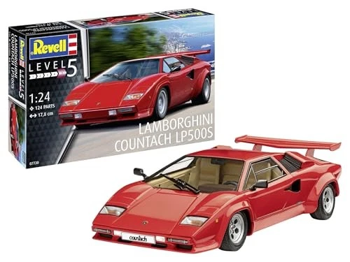 German Revell 1/24 Lamborghini Countach LP500S Plastic Model Assembly Kit 07730 - Immagine 1 di 4