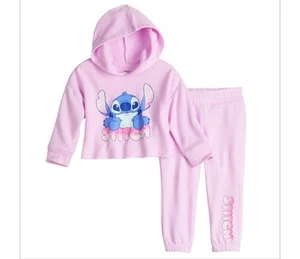 Trajes de chándal para niña Lilo & Stitch talla 12 meses - sudadera con capucha y pantalones de chándal rosa, - Imagen 1 de 1