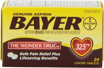 Comprimidos originales de aspirina Bayer de 325 mg, 24 unidades (paquete de 2)  Foto 1 de 3