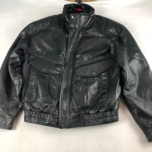 Vintage City Streets Lederjacke Herren Medium Schwarz Motorrad Reiten Biker Reißverschluss - Bild 1 von 11
