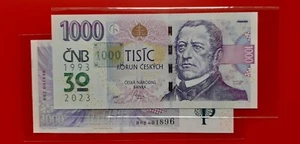 1000 Crown series R62 001896 UNC RARE CommemoratIve Overprint Czech banknote - Picture 1 of 5