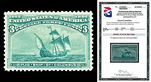 Scott 232 1893 3c Columbian Issue Mint Graded VF-XF 85 LH with PSE CERT - Picture 1 of 2