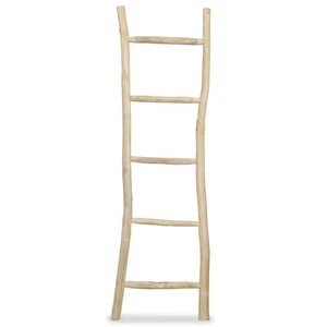 Legno di Teak Portasciugamani 5 Pioli Colore Naturale Porta Salviette vidaXL - Foto 1 di 2
