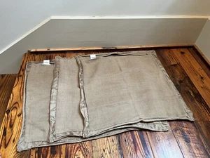 ( Set of 3) Pottery Barn Textured 100% Linen 20"x20" beige brown Pillow Covers - Picture 1 of 8