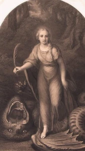 Jacques Etienne Pannier French After Raphael Engraving St. Margaret and Dragon - Picture 1 of 7