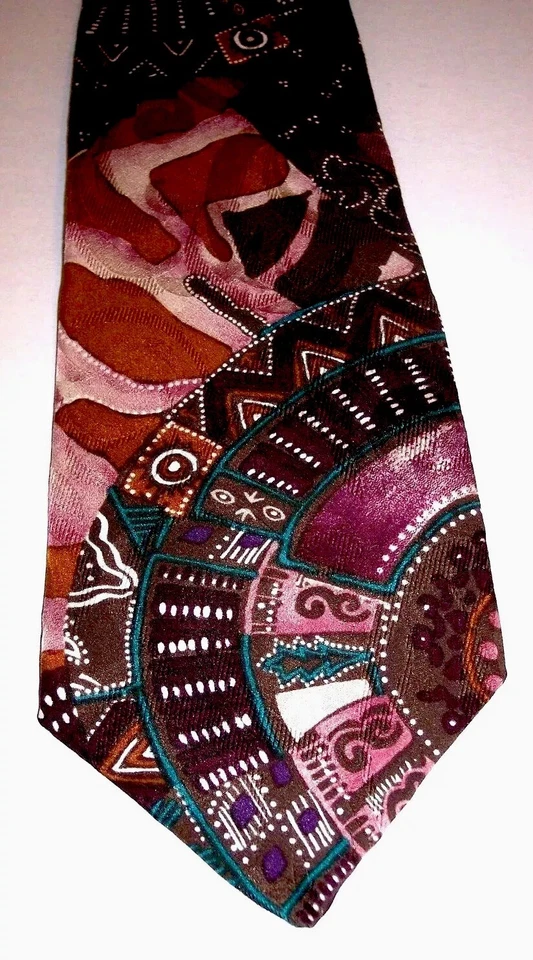 Corbata Basic Elements de seda para hombre púrpura Mandela Boho funky portátil arte corbata Foto 1 de 3