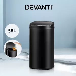 Devanti 58L Motion Sensor Bin Rubbish Automatic Trash Can Kitchen Black - Picture 1 of 11