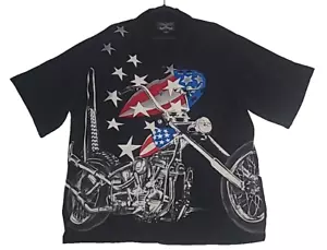 Vintage Chrome Eagle Chopper Button Up 2 Sided Shirt Men's XL American Flag - Picture 1 of 5