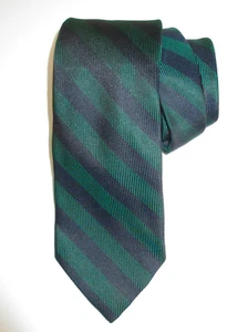 Vintage 1960er A. Sulka & Co Paris gewebte marineblaue & grün gestreifte Seidenkrawatte für Herren - Bild 1 von 5