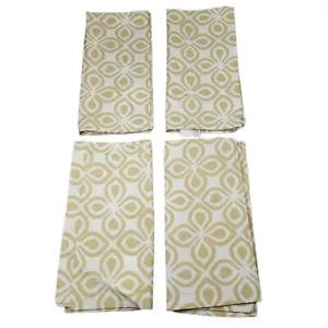 Crate & Barrel Cloth Napkins Ecru Pattern 22x22 Cotton Set of 4 - Picture 1 of 4