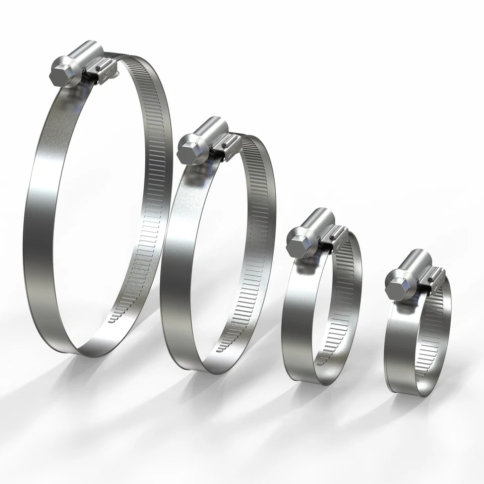 AUPROTEC Schlauchschellen Edelstahl V2A mit Schneckengewinde DIN 3017 W2 von 8mm - 180mm