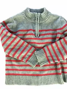 OshKosh B'Gosh Sweater Gray with Red Stripes Size Boy's Kid's 5.  100% Cotton.  - Picture 1 of 8