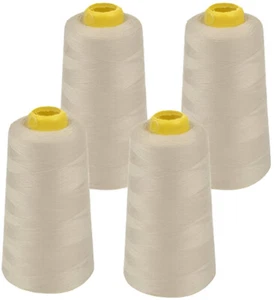 4Pack of 6000 Yard Spools Sewing Thread All Purpose Spun Polyester Overlock Cone - Picture 1 of 53