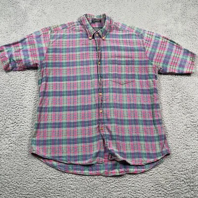 Members Only Shirt Men's XL Button Front Single Needle Tailoring Plaid Cotton - Image 1 of 4