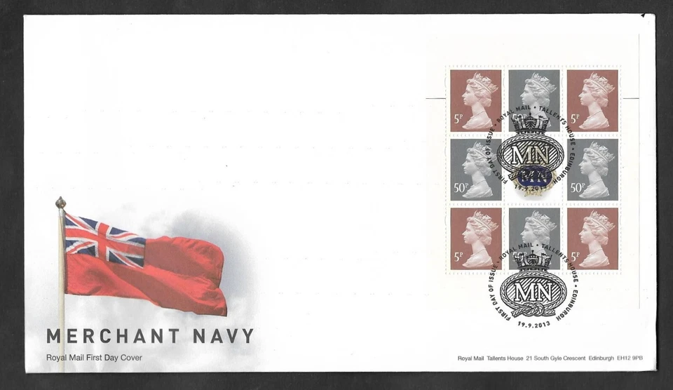 SKV) 2013 TERRITORIO BRITÁNICO, cubierta primer día, buque mercante, XF Foto 1 de 1