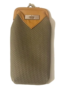 Portamonete sigaretta vintage corona abbellimento logo ecopelle marrone oliva - Foto 1 di 7