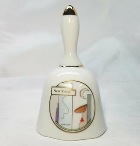 "Campana de porcelana Metro 1987 vintage adorno dorado hecho en Japón 4"" x 2,5" - Imagen 1 de 4