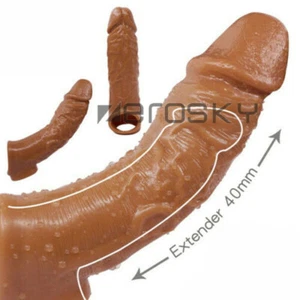 Penis Sheath Extender Enlarger Enhancer Male Penis-Sleeve Girth Reusable Condoms - Picture 1 of 11