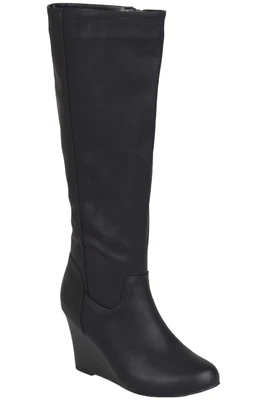 Bota de cuña larga negra para mujer Journee Collection Foto 1 de 2