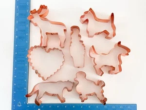 7 Vintage Kitchen Collectibles Copper Cookie Cutters Poodle Horse Scottie Jaguar - Picture 1 of 14