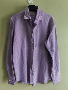 Etro Shirt 39 M 15.5 Purple Houndstooth Classic Formal Work Office Made In Italy - Picture 1 of 8