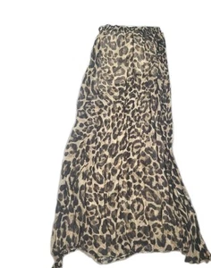 Vtg Sheer Crinkle Cheetah Print Maxi Over Mini Skirt Indie Sleeze Grunge Boho  - Picture 1 of 3