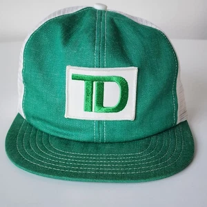 Vintage TD Bank Trucker Hat Mesh Patch Cap Snapback 80s Toronto Dominion Green  - Picture 1 of 10