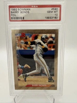 Tarjeta Barry Bonds 1992 Bowman PSA 10 gemas como nueva graduada piratas lámina de oro #590 Foto 1 de 2