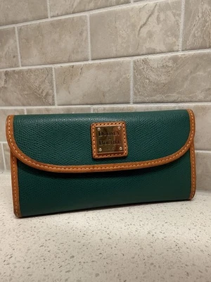 Dooney & Bourke Pebble Grain Leather Continental Clutch Wallet Caramel Green - Image 1 of 4