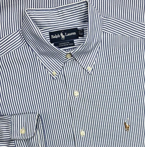 Vintage 90er Polo Ralph Lauren Knopfleiste Oxford blau Bengal Streifen 15,5-33 Herren Hemd - Bild 1 von 14