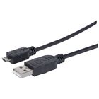 Manhattan USB-A to Micro-USB Cable 1.8m Male to Male Black 480 Mbps (USB 2.0) Eq