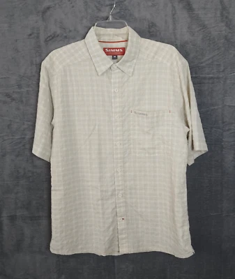 Simms Fishing Shirt Men's Size Medium Biege Check Outdoor Camping Hiking - Image 1 of 4