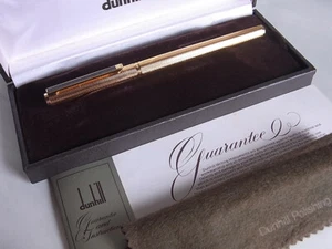 Dunhill Fountain Pen 14K EF Nib Gold Plated Barley Black Line Clip - Picture 1 of 12