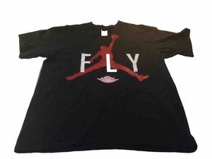 Air Jordan schwarzes T-Shirt Fly Spellout Big Jumpman Logo Herren Größe Large - Bild 1 von 9