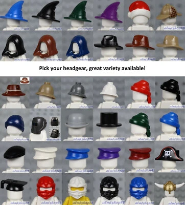 LEGO - Minifigure Headgear - PICK YOUR STYLE - Cowboy Hat Hood Helmet City Town - Image 1 of 2