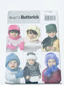 Butterick Sewing Pattern B4673 Infant Toddler Hats Scarves Mittens Uncut - Picture 1 of 2