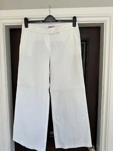 MONSOON - Ladies Smart White Linen Trousers - Size 14 - Picture 1 of 8