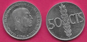 SPANIEN 50 CENTIMOS 1966 (73) UNC FRANCISCO FRANCO CAUDILLO, KOPF RECHTS, SPRI - Bild 1 von 1