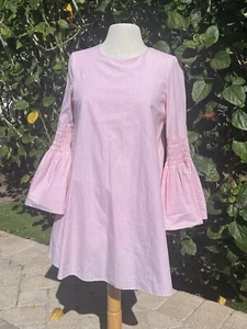 Zara Trafaluc Collection Romper Small Pink Striped Cotton Bell Sleeve Boho - Picture 1 of 6