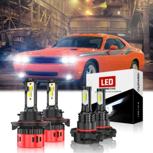 for Dodge Challenger 2009-2014 6000K White LED Headlights & Fog Light Bulbs KIT - Picture 1 of 13