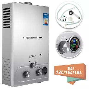 8/12/16/18L Chauffe-Eau Instantané à Gaz Butane avec Douche INOX - Afbeelding 1 van 16
